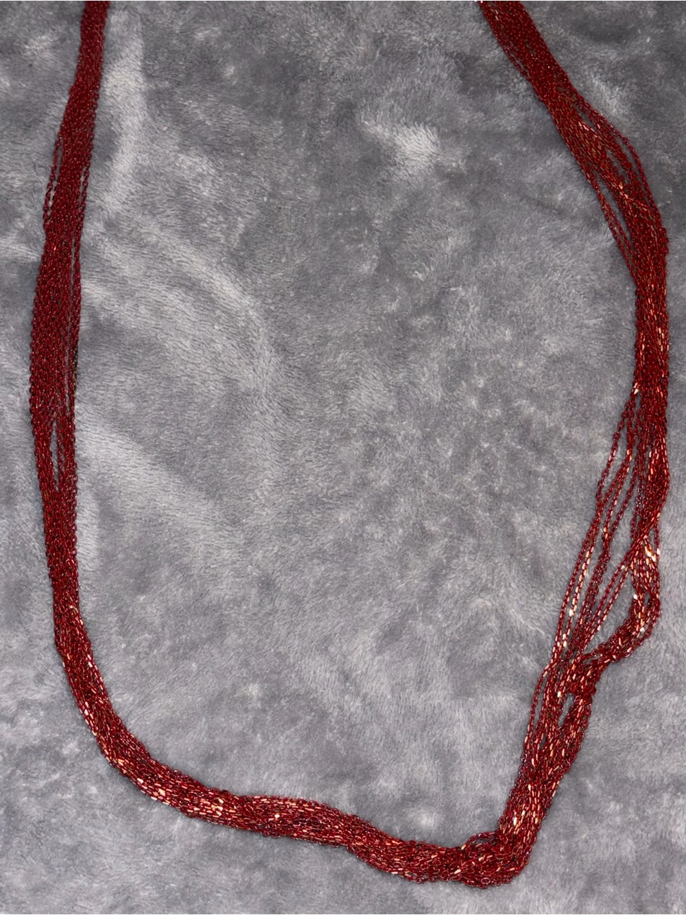 Cara N.Y. Red Orange Multi Strand Chain Necklace Long Statement 2010s